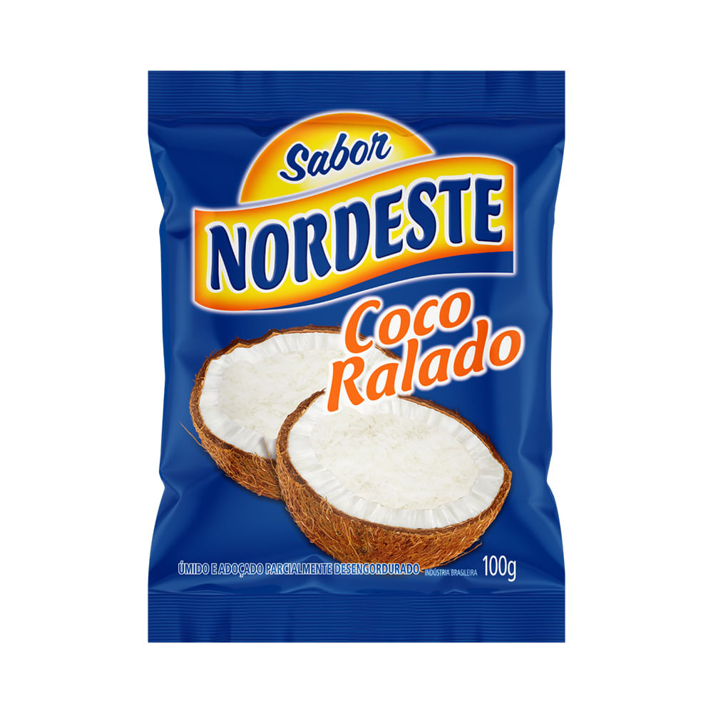Coco Ralado Úmido Adoçado Sabor Nordeste Pacote 100g