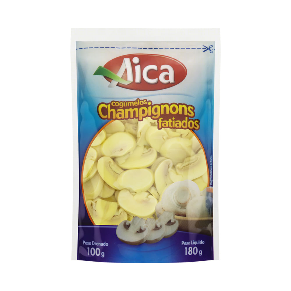 Cogumelo Champignon em Conserva Fatiado Aica Sachê 100g
