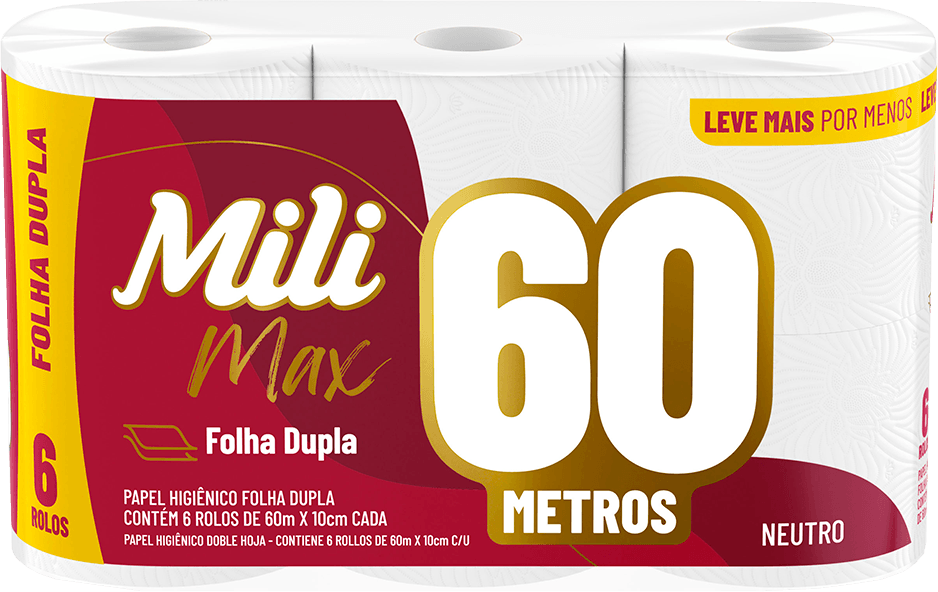 Papel Higienico Mili 60 Metros Folha Dupla Pacote com 6un