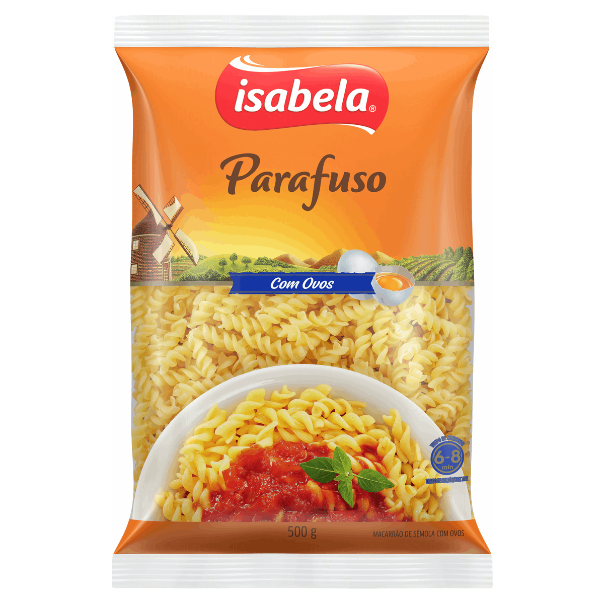 Macarrão de Sêmola com Ovos Parafuso Isabela Pacote 500g