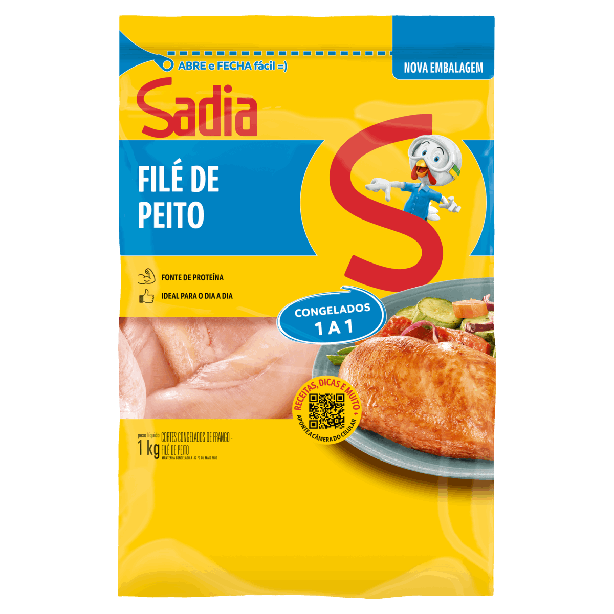 Filé de Peito de Frango Congelado sem Pele sem Osso Sadia 1kg