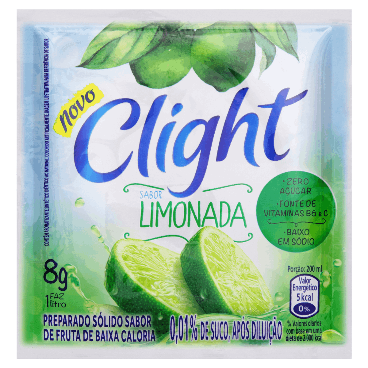 Refresco em Pó Limonada Zero Açúcar Clight Pacote 8g