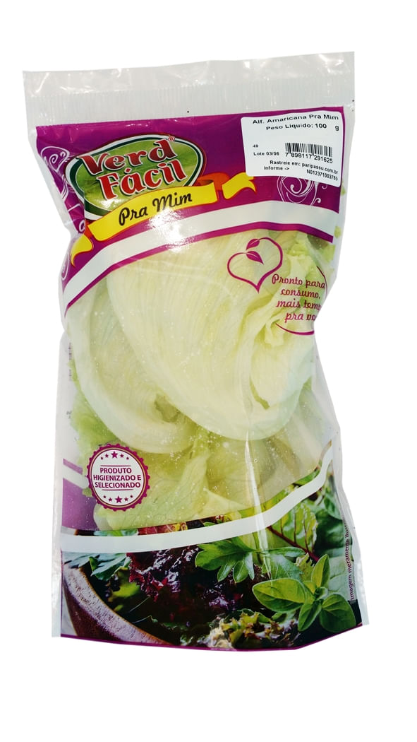Alface Americana Higienizada Verd Fácil Pra Mim 100g