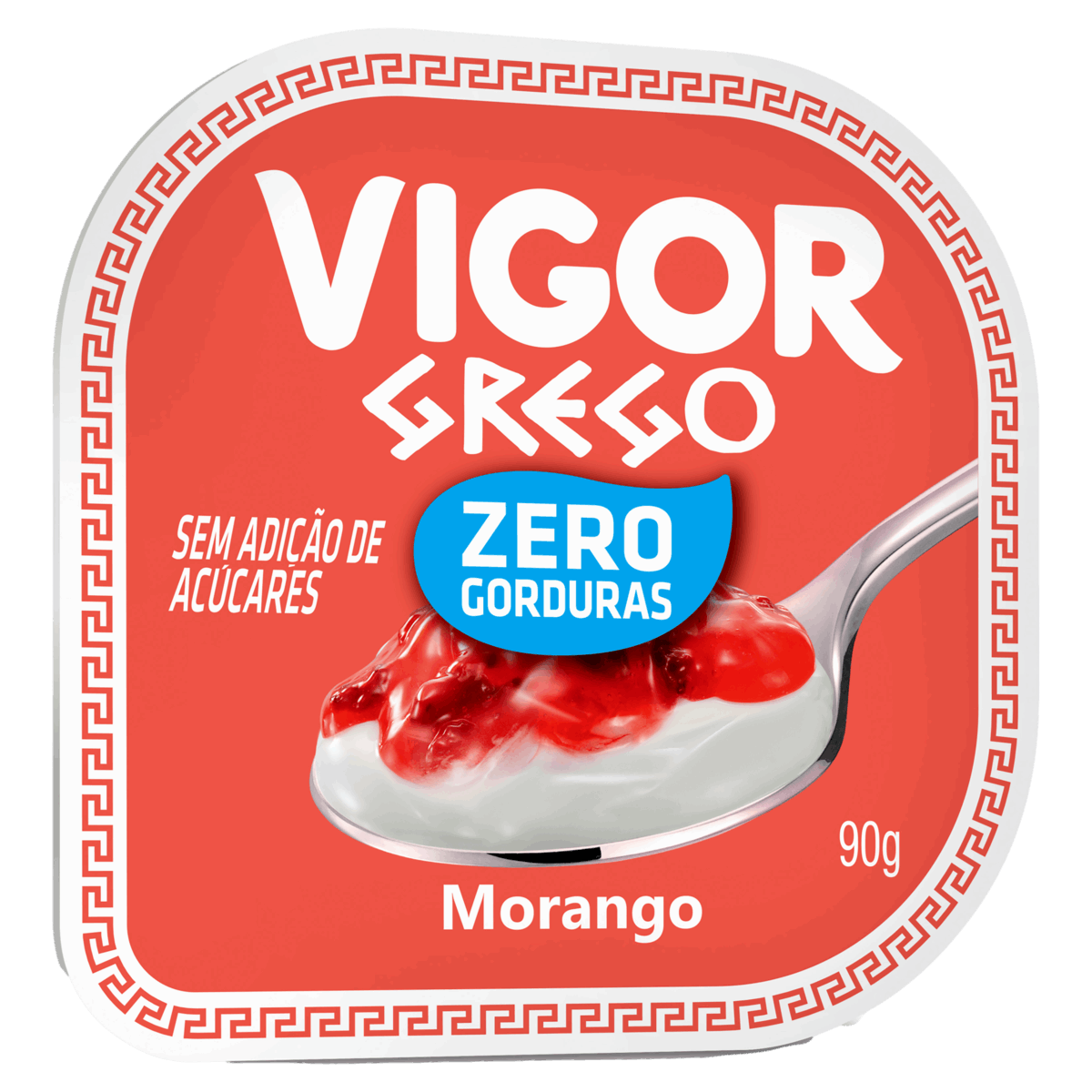 Iogurte Desnatado Zero Grego Calda Morango Vigor Pote 90g