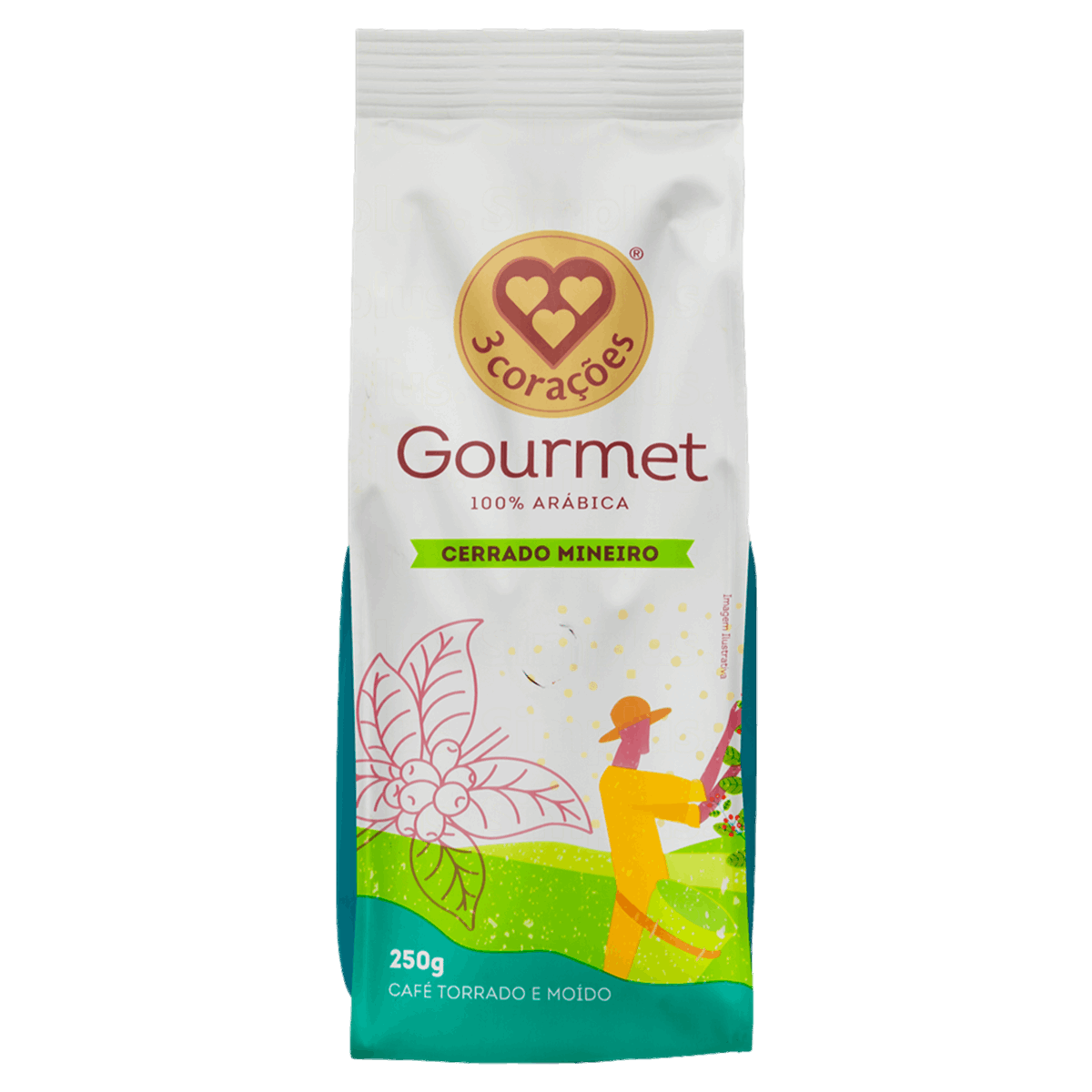 Café Torrado e Moído Cerrado Mineiro 3 Corações Gourmet Pacote 250g