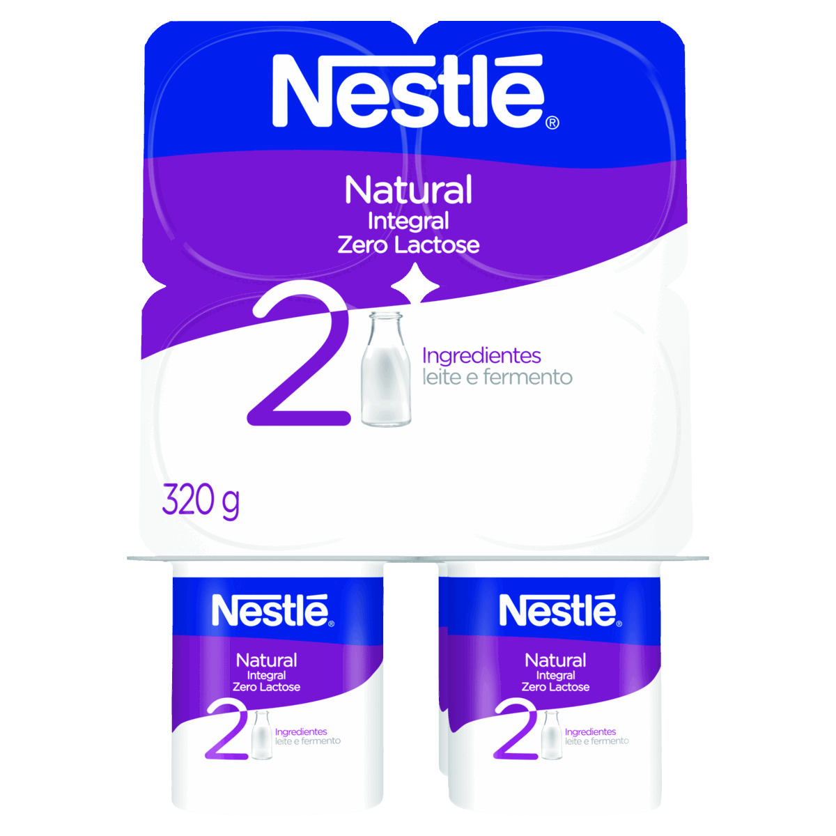 Iogurte Integral Natural Zero Lactose Nestlé Bandeja 320g 4 Unidades