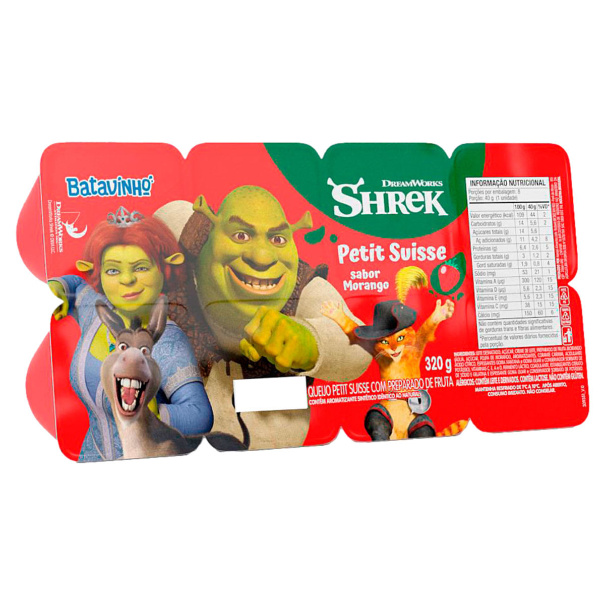 Petit Suisse Shrek Sabor Morango Conjunto 320g