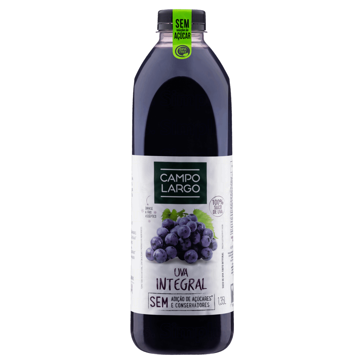 Suco Integral Uva Tinto Campo Largo Garrafa 1,35l