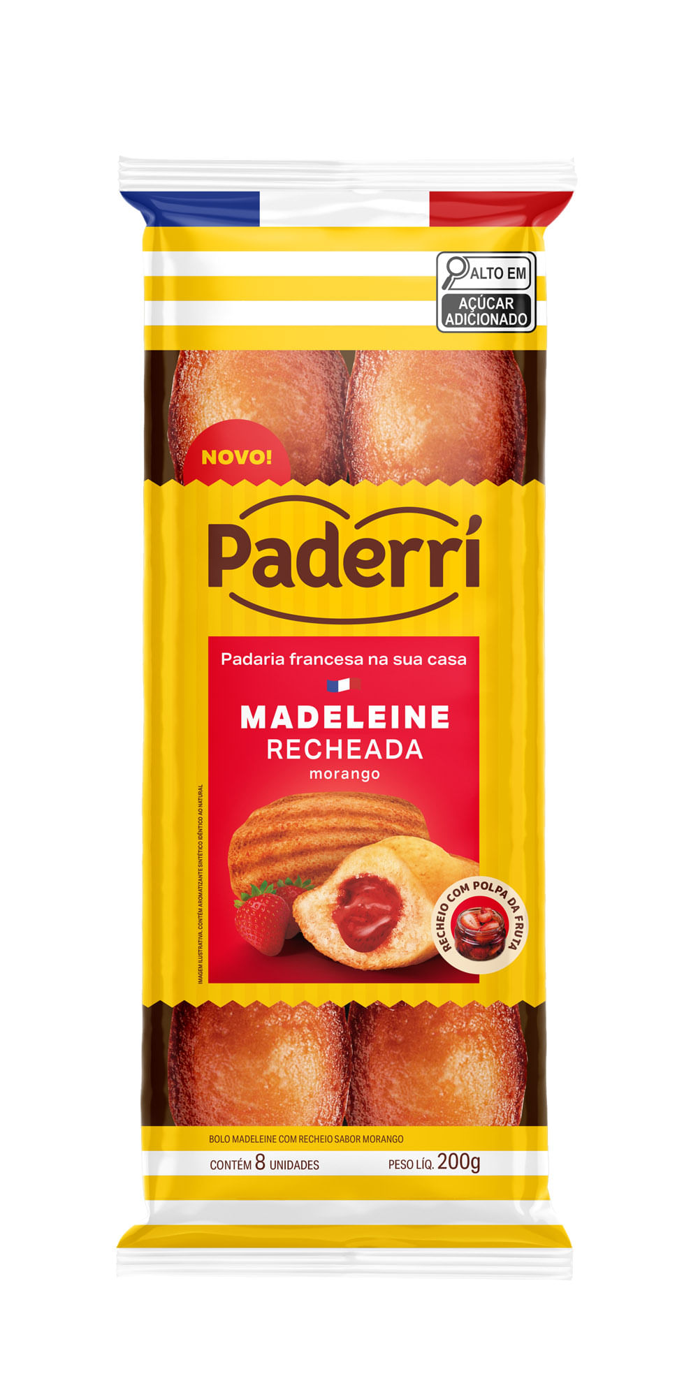 Madeleine Paderri Recheio de Morango Pacote 200g