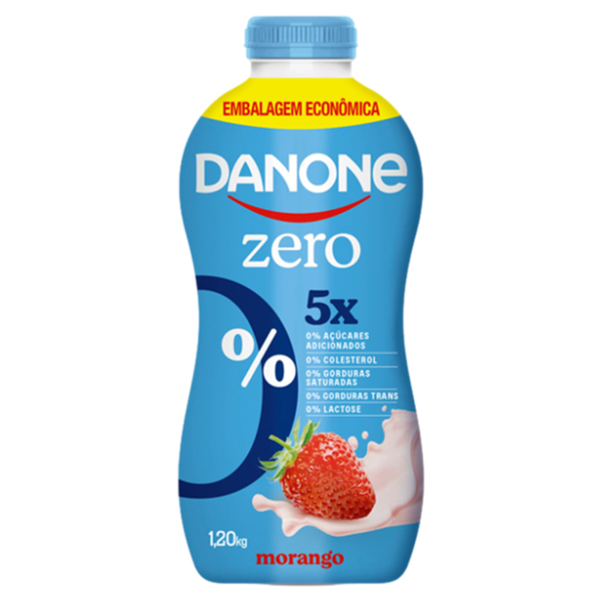 Iogurte Parcialmente Desnatado Morango Zero Lactose Danone Garrafa 1,2kg Embalagem Econômica