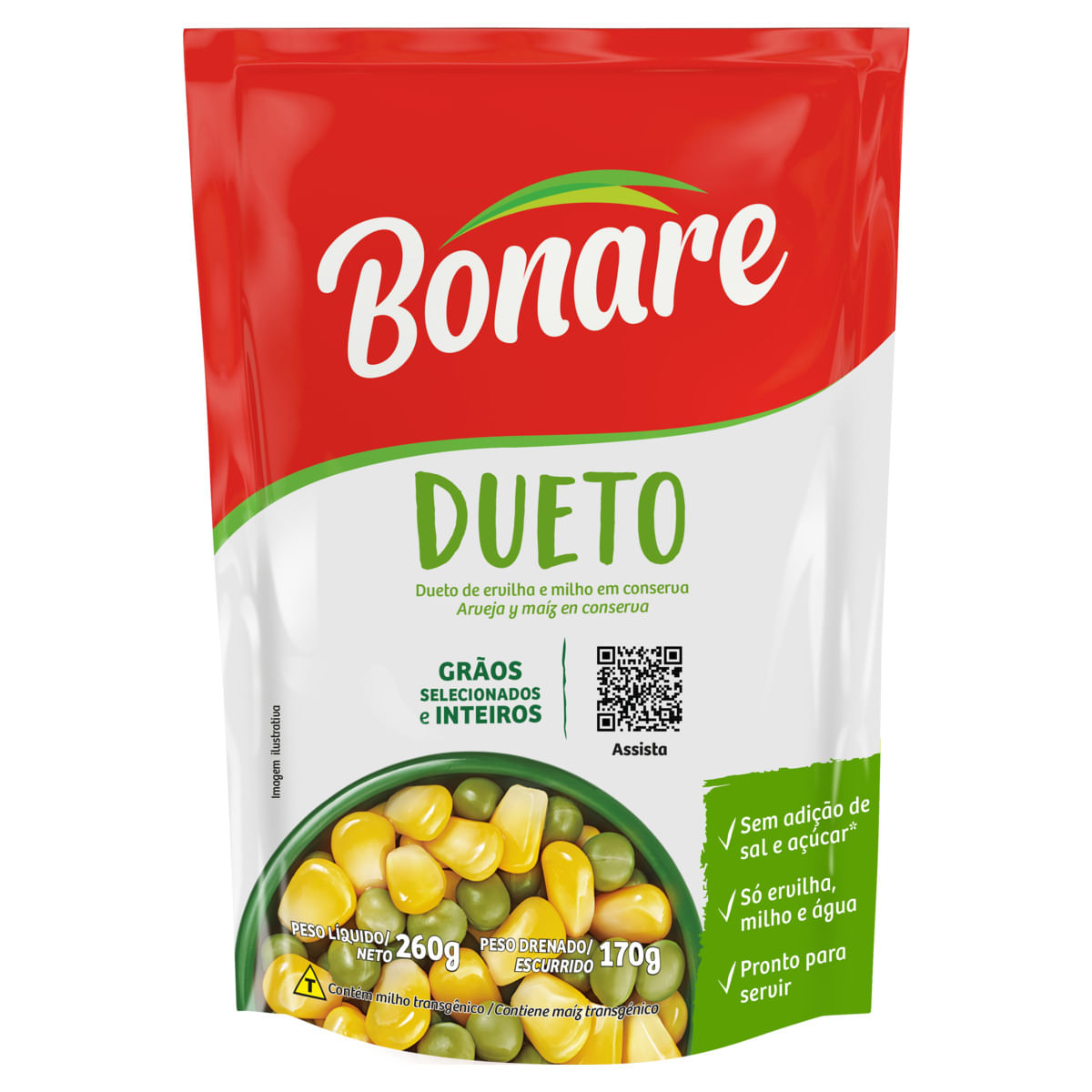 Ervilha e Milho Verde em Conserva Dueto Bonare Sachê 170g