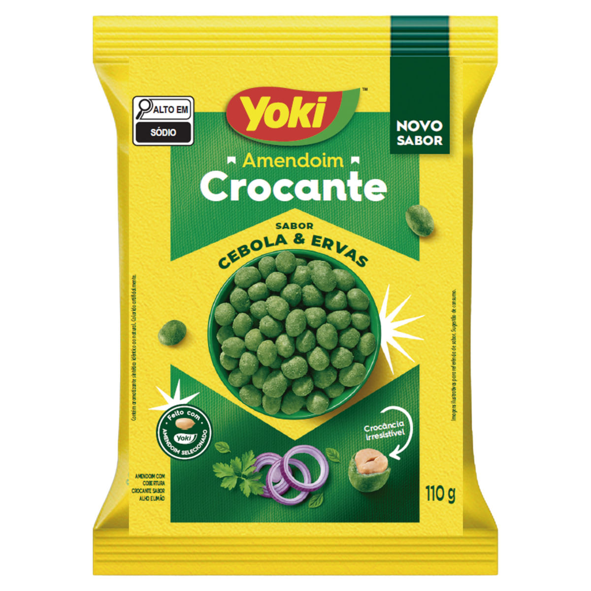 Amendoim Crocante Cebola & Ervas Yoki Pacote 110g