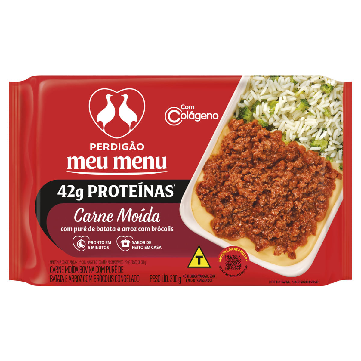 Carne Moída com Purê de Batata e Arroz com Brócolis Perdigão Meu Menu Pacote 300g