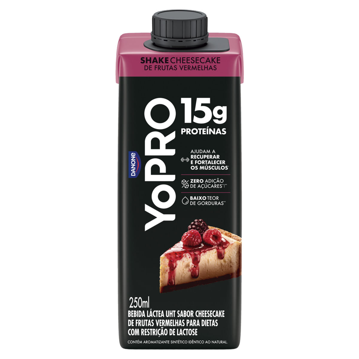 Bebida Láctea Sabor Cheesecake de Frutas Vermelhas Zero Lactose Yopro Tetra Pak 250ml