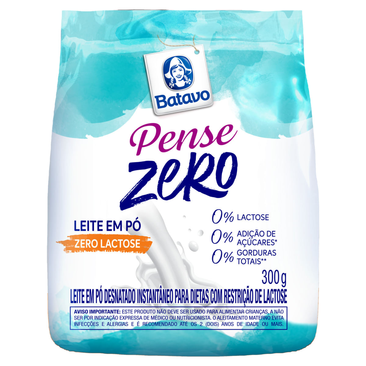Leite Pó Instantâneo Desnatado Zero Lactose Batavo Pense Zero Pacote 300g