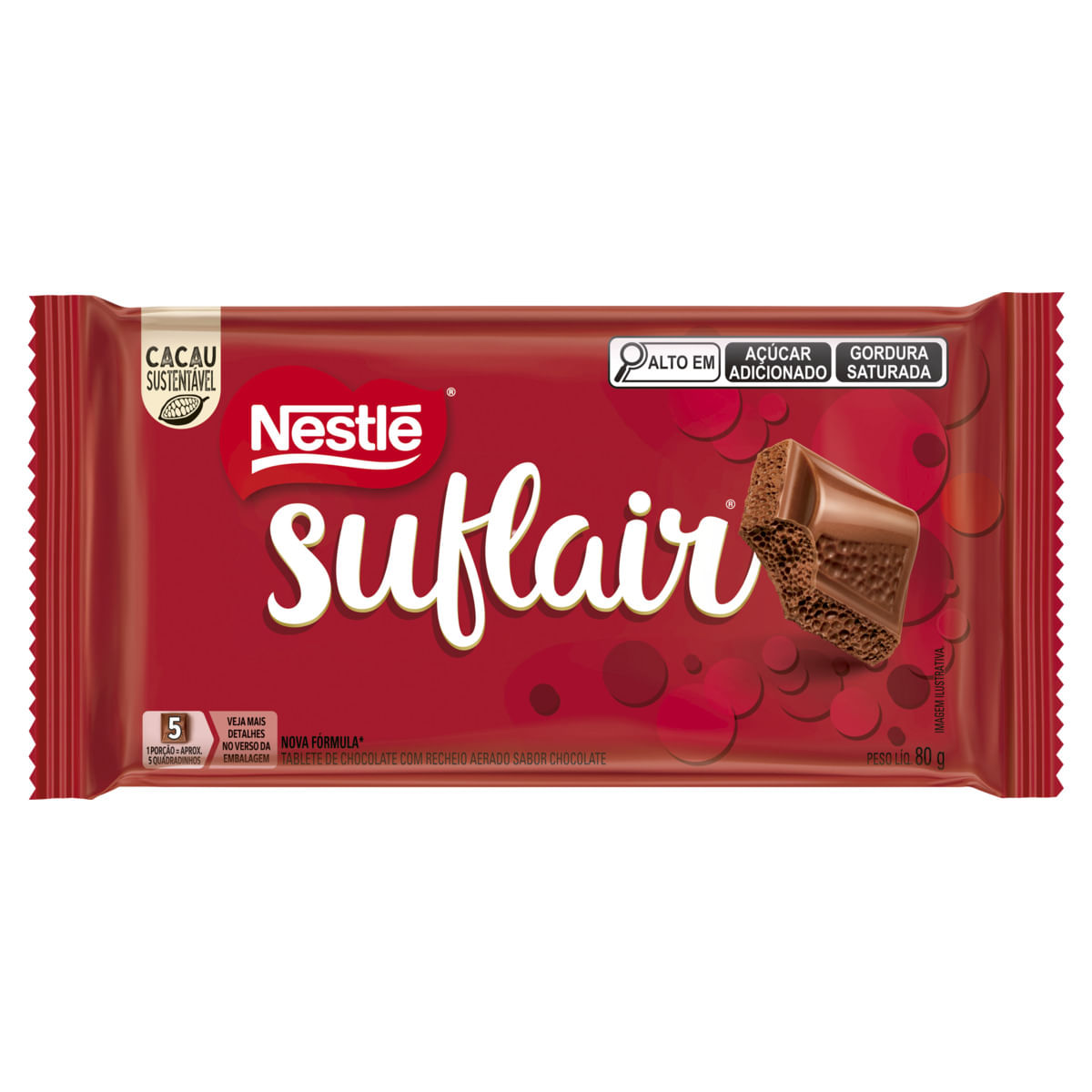 Chocolate ao Leite Aerado Suflair Pacote 80g