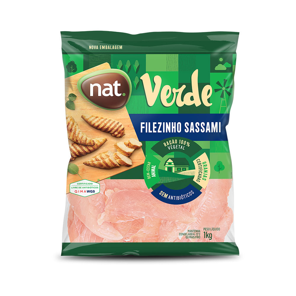 Filézinho de Frango Sassami Nat. Verde Pacote 1kg