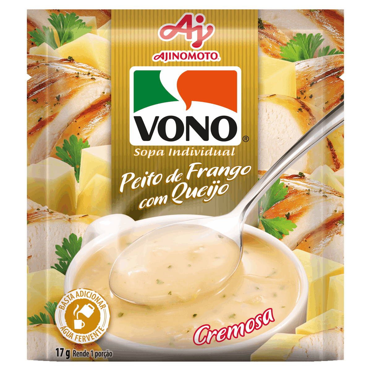 Sopa Individual Cremosa Peito de Frango com Queijo Vono Pacote 17g