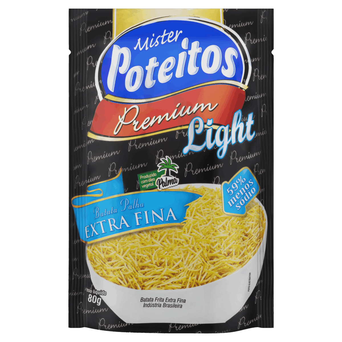 Batata Palha Extrafina Light Mister Poteitos Premium Pacote 80g