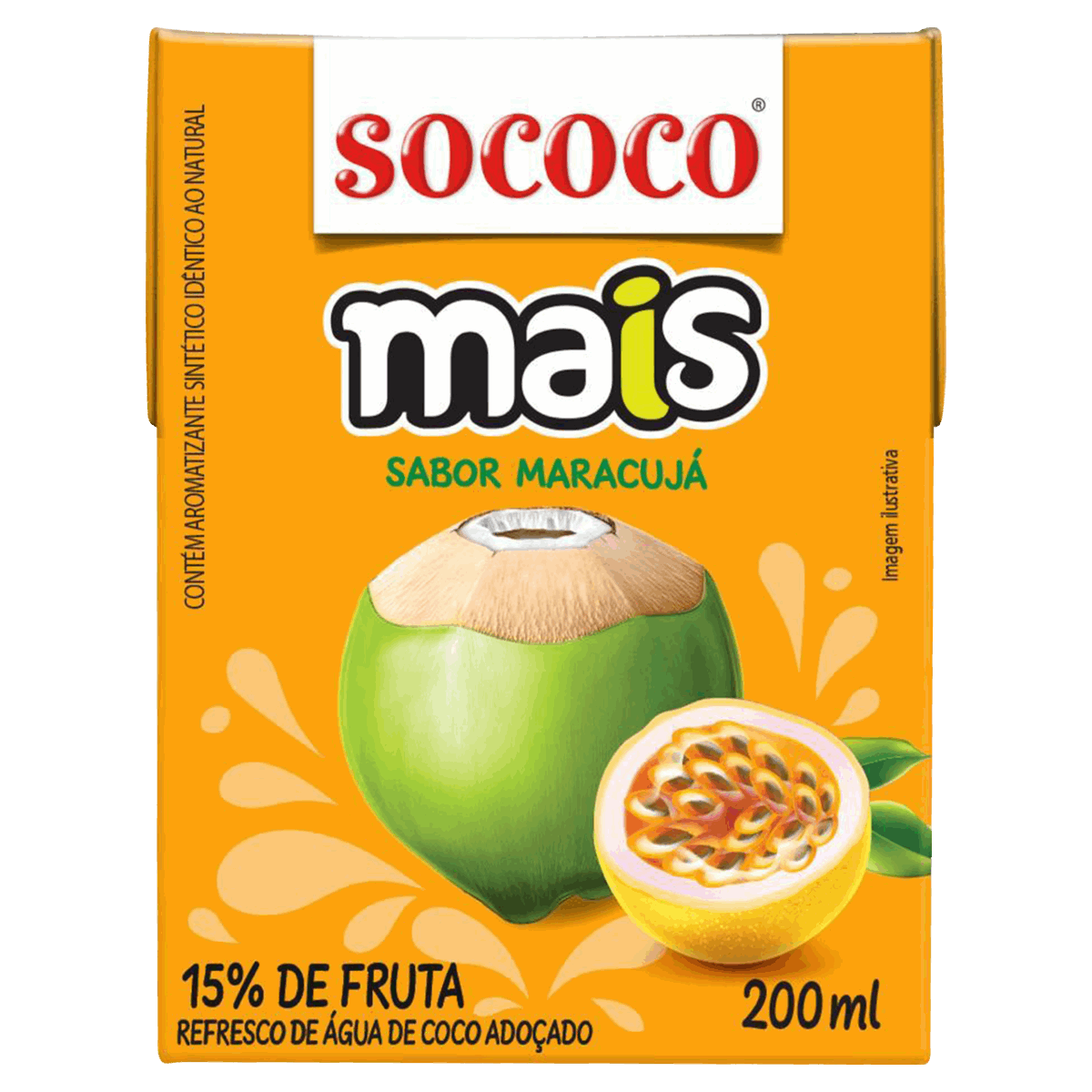 Água de Coco Maracujá Sococo Mais Caixa 200ml