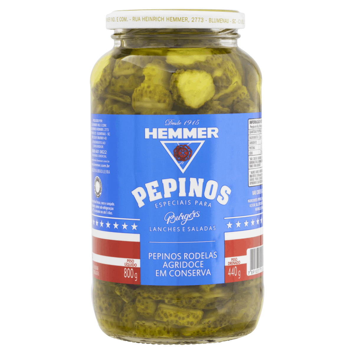 Pepino em Conserva em Rodelas Agridoce Hemmer Vidro 440g