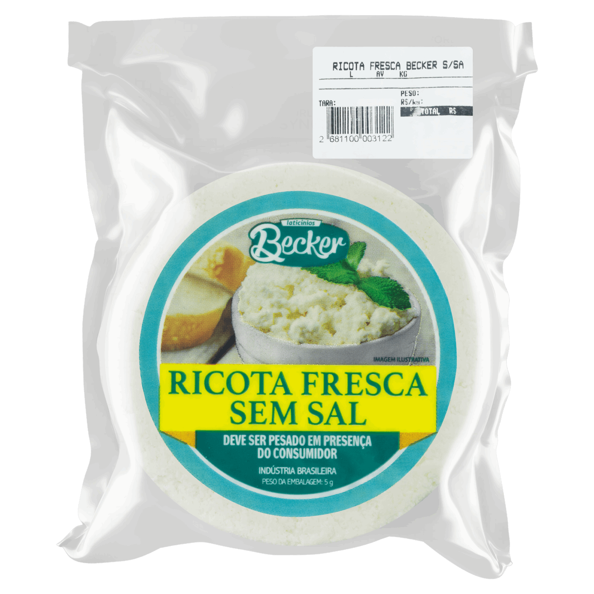 Ricota Fresca sem Sal Becker Kg