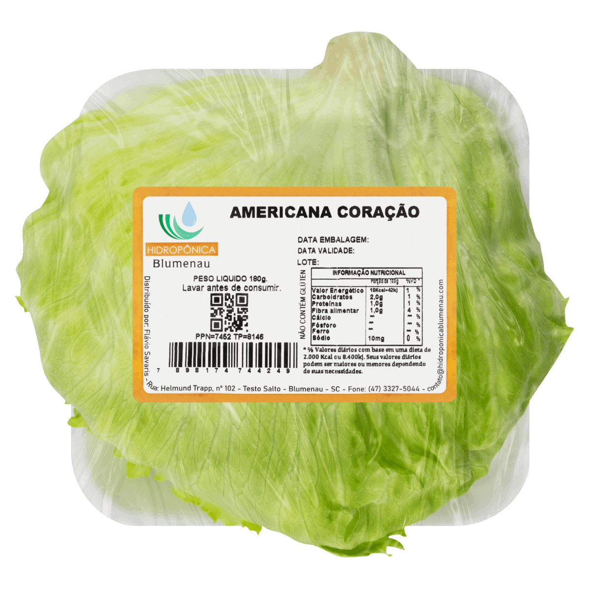 Coração de Alface Americana Hidropônica Blumenau 180g