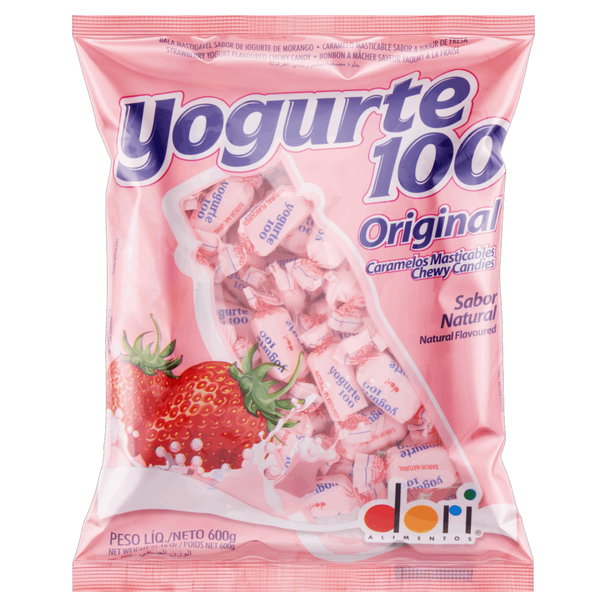Bala Iogurte de Morango Original Yogurte 100 Pacote 600g