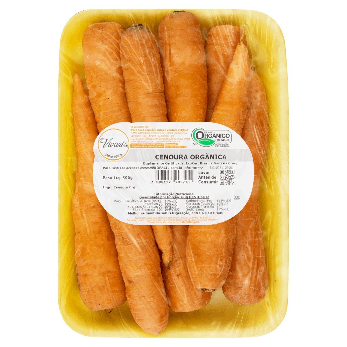Cenoura Orgânica Vivaris 500g