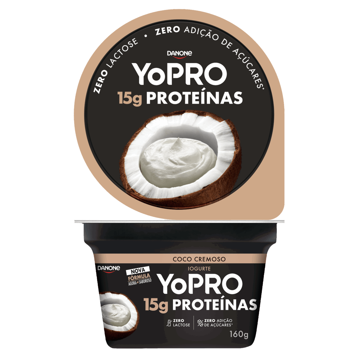 Iogurte Coco Cremoso Zero Lactose Yopro Pote 160g