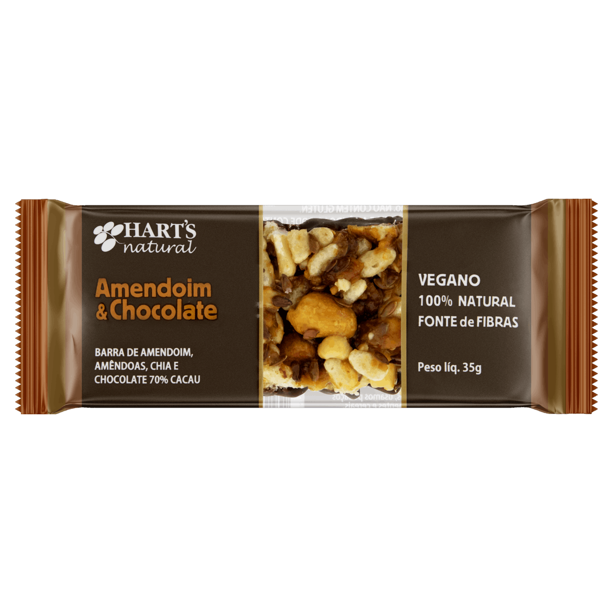 Barra de Nuts Amendoim & Chocolate Hart´s Natural Pacote 35g
