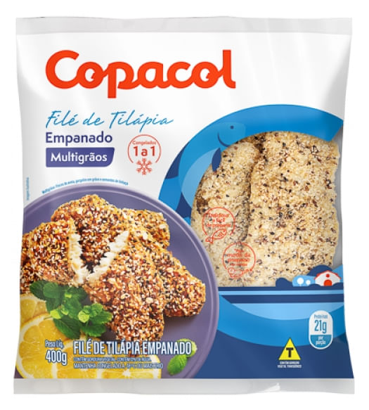 Empanado Isca de Tilápia Multigrãos Copacol Pacote 400g
