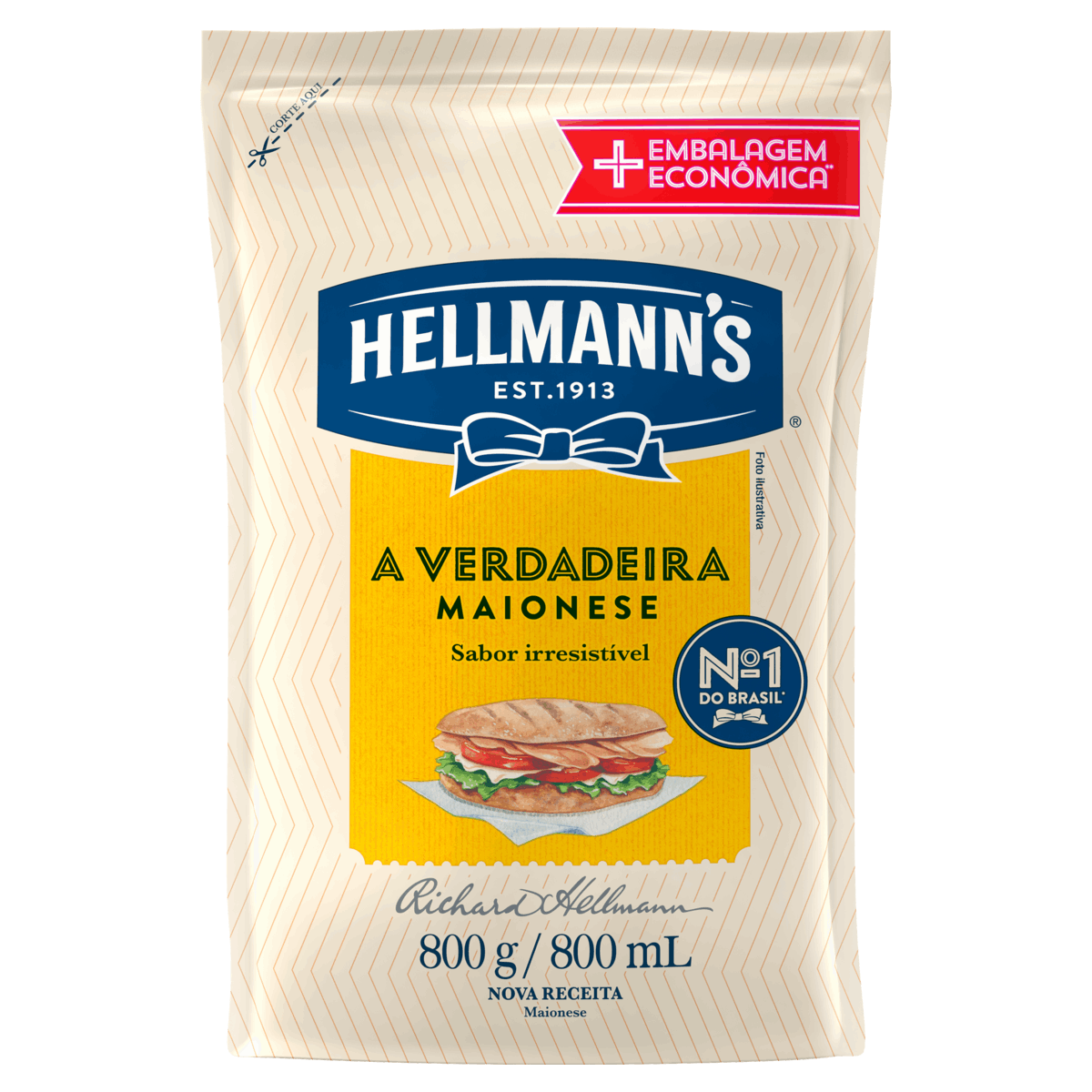 Maionese Hellmann´s Sachê 800g Embalagem Econômica