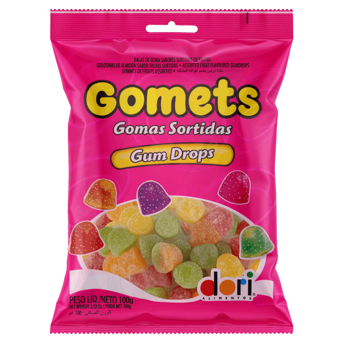 Bala de Goma Sortida de Frutas Dori Gomets Pacote 100g