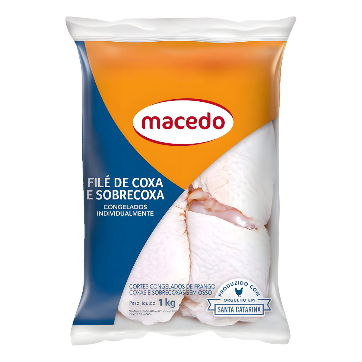 Filé de Coxa e Sobrecoxa de Frango Congelado Macedo Pacote 1kg