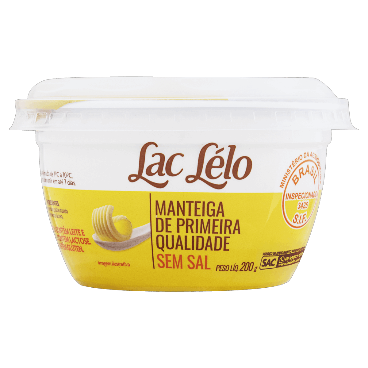 Manteiga sem Sal Lac Lélo Pote 200g