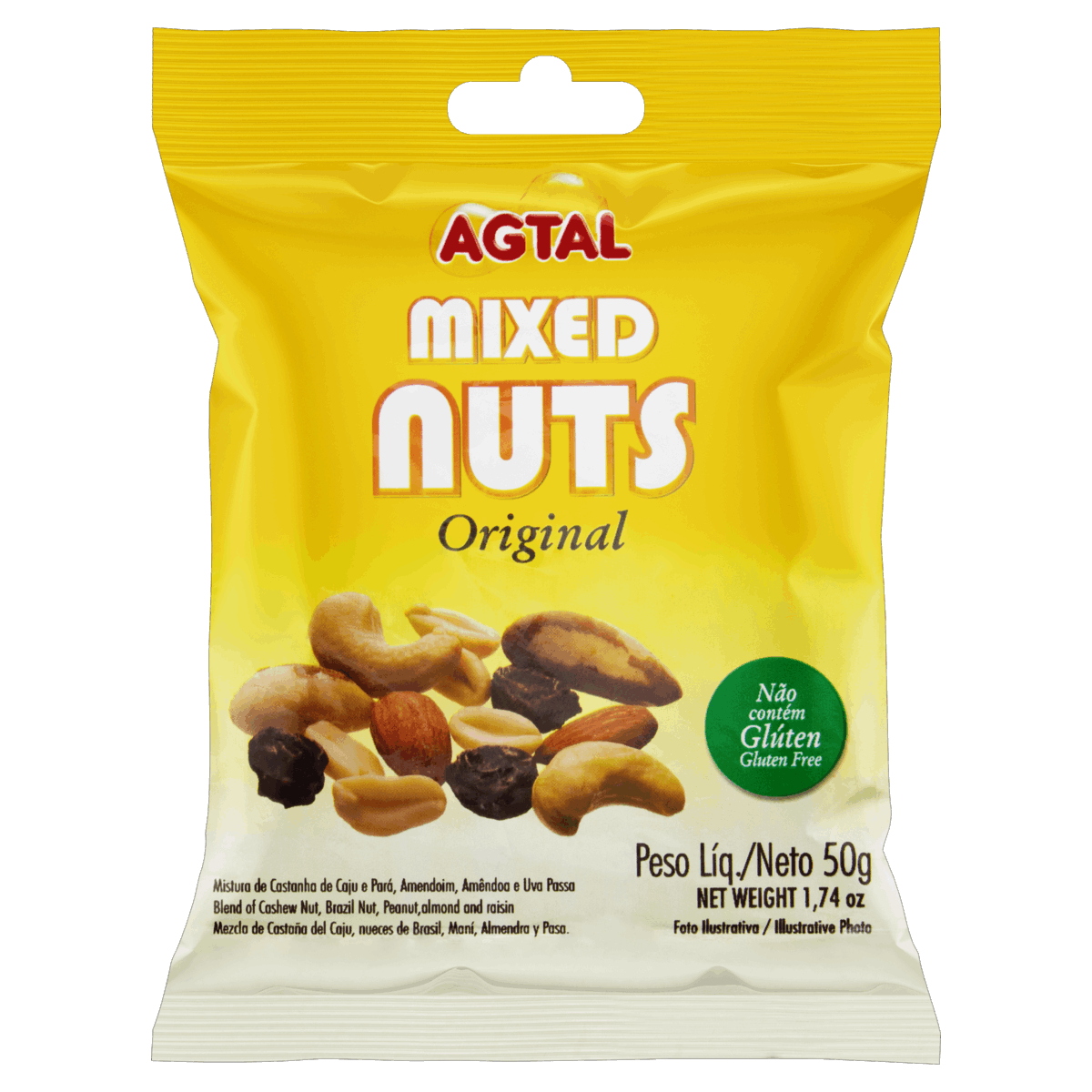 Mix de Castanha Original Agtal Mixed Nuts Pacote 50g