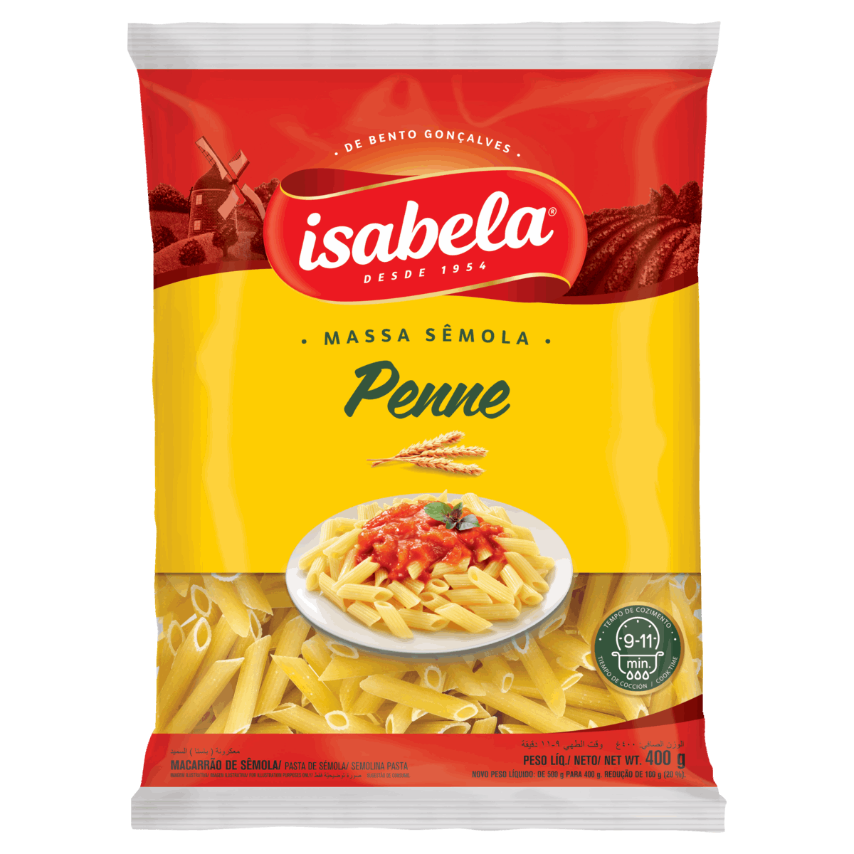 Macarrão de Sêmola Penne Isabela Pacote 400g