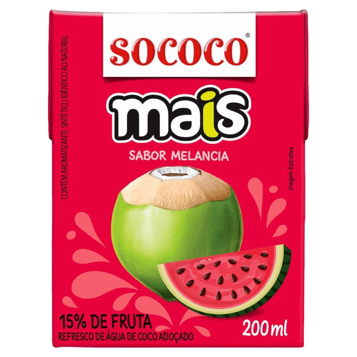 Água de Coco Melancia Sococo Mais Caixa 200ml