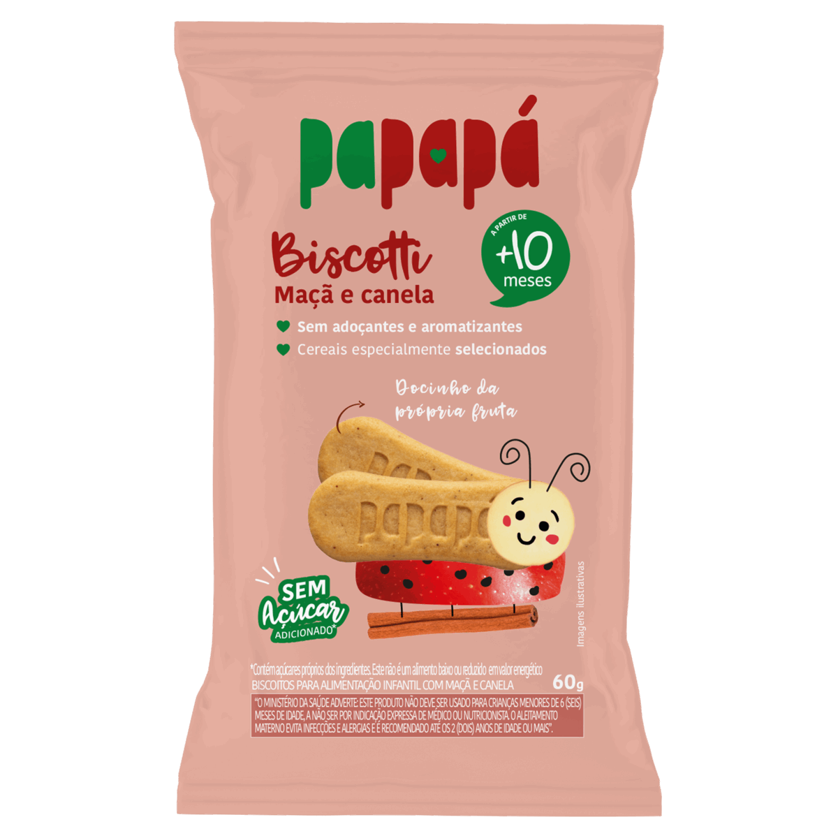Biscoito Maçã e Canela Papapá Biscotti Pacote 60g