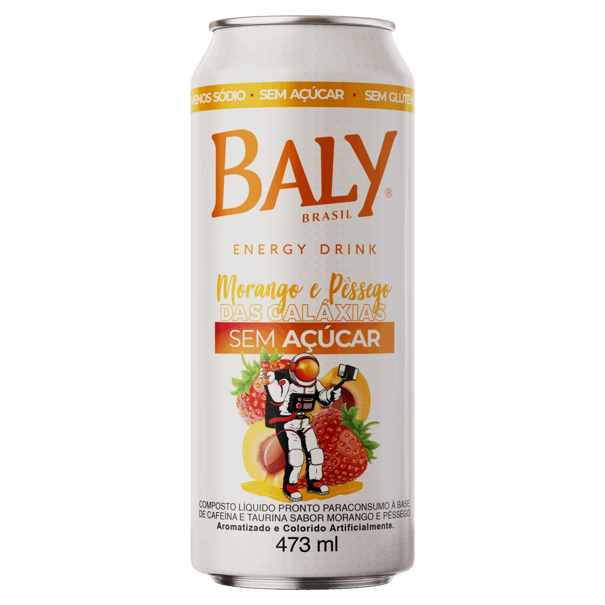 Energético Morango e Pêssego das Galáxias Zero Açúcar Baly Lata 473ml