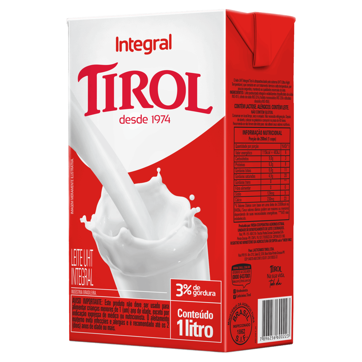 Leite UHT Integral Tirol Caixa 1l