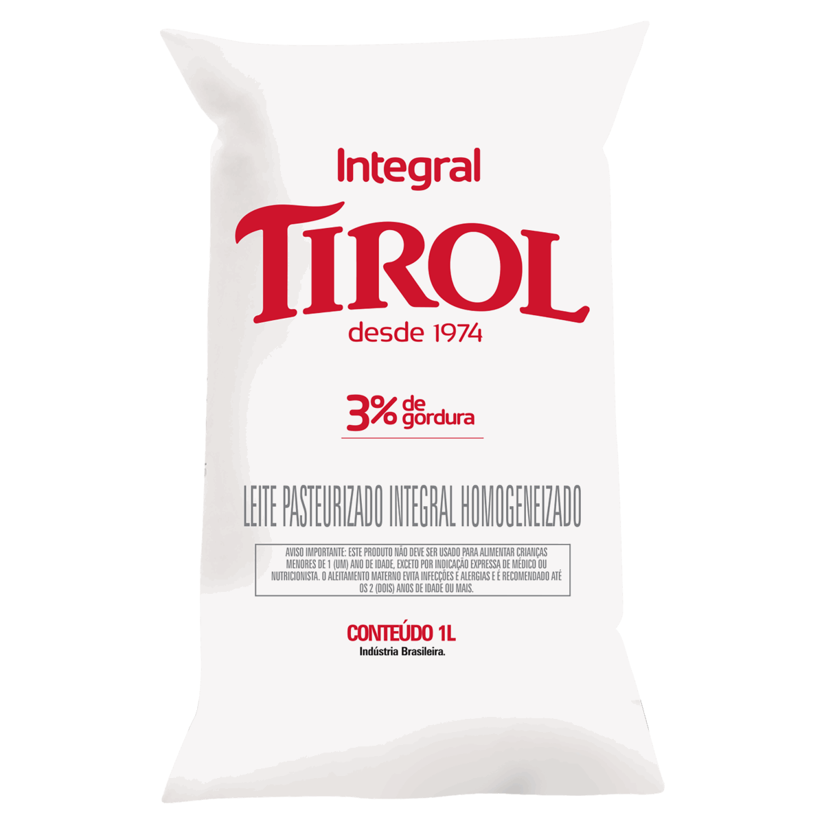 Leite Pasteurizado Homogeneizado Integral Tirol Pacote 1l