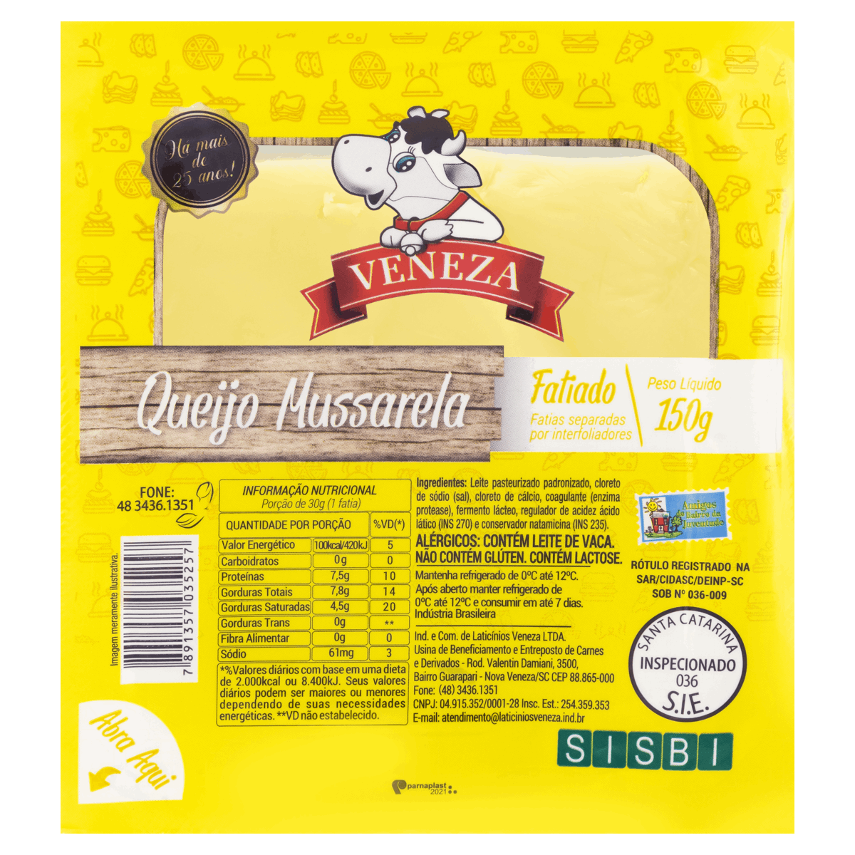 Queijo Mussarela Fatiado Veneza 150g