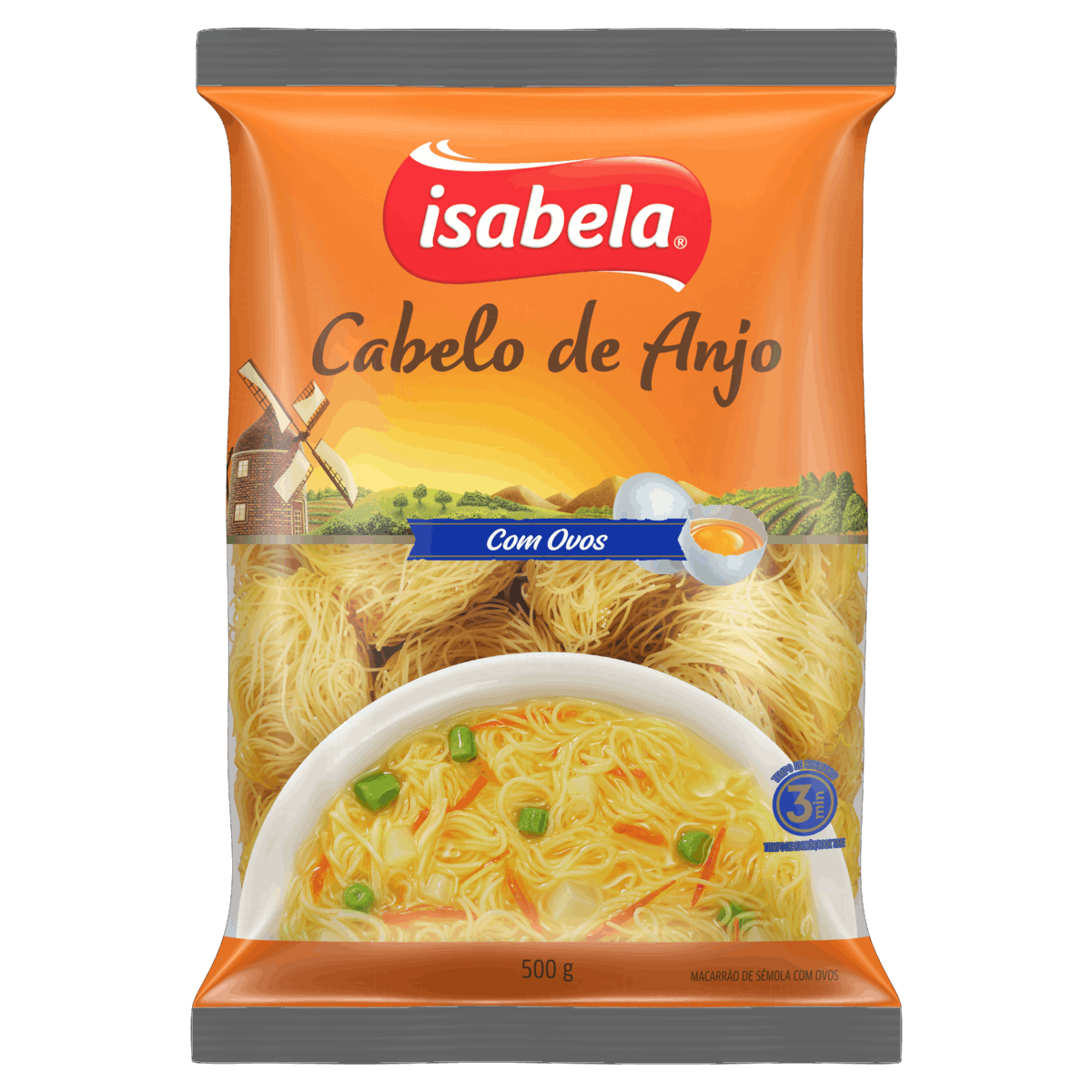 Macarrão de Sêmola com Ovos Cabelo de Anjo Isabela Pacote 500g