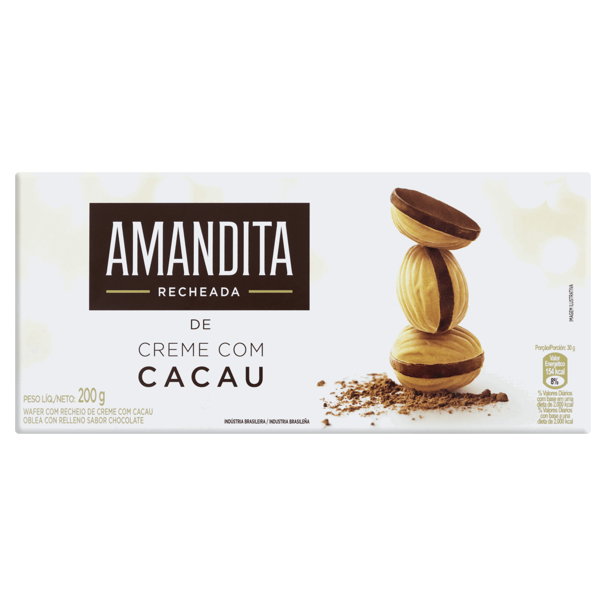 Wafer Recheio Creme com Cacau Amandita Caixa 200g