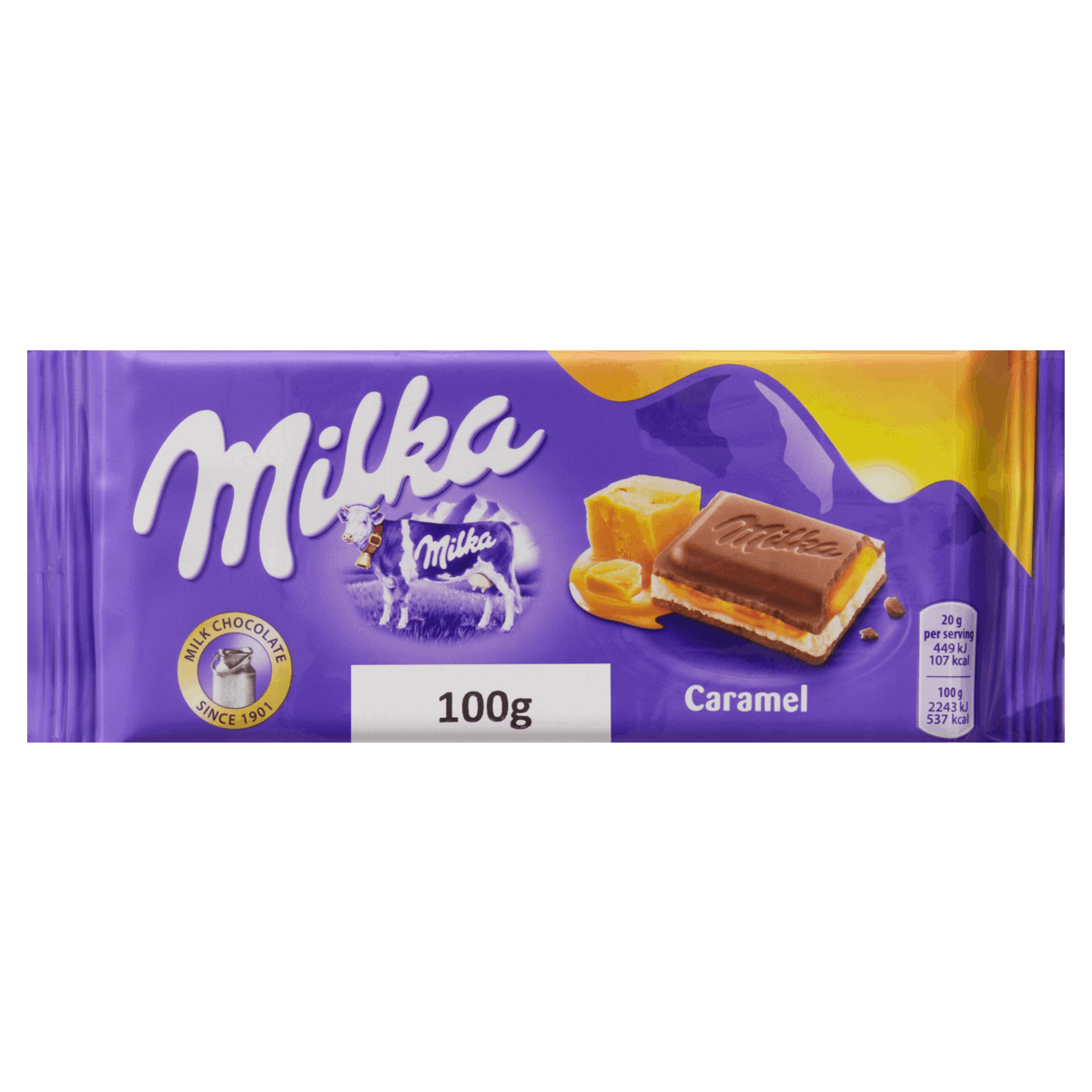 Chocolate ao Leite com Caramelo Dourado Milka Pacote 100g