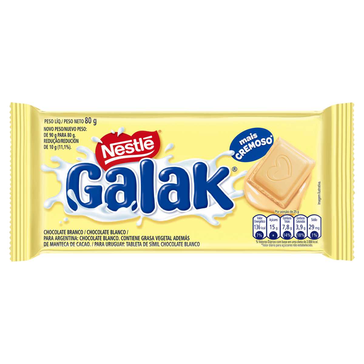 Chocolate Branco Galak Pacote 80g