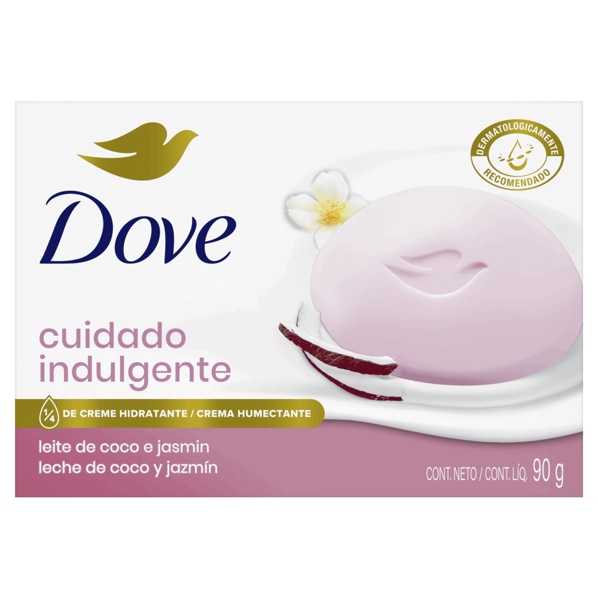 Sabonete Barra Leite de Coco e Pétalas de Jasmin Dove Delicious Care Caixa 90g