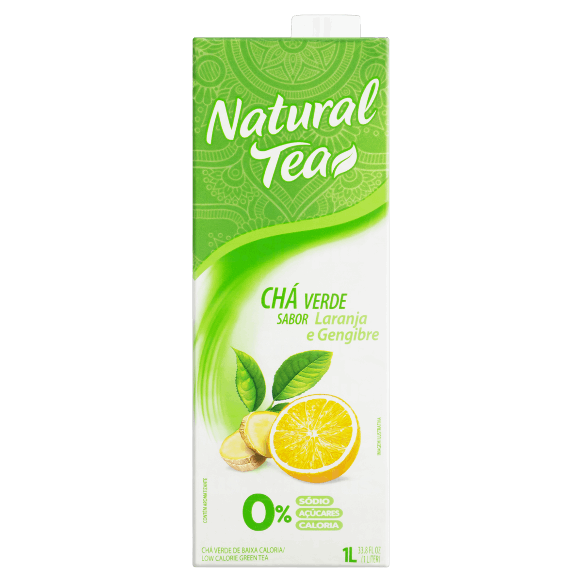 Chá Verde Laranja e Gengibre Zero Açúcar Natural Tea Caixa 1l
